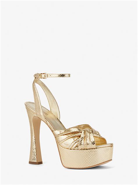 Selena Snake Embossed Leather Platform Sandal